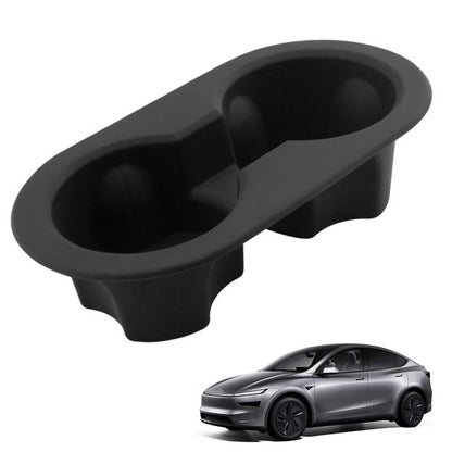 Rear Silicone Cup Holder Mat for Tesla Model Y (2025) Anti Skid Black