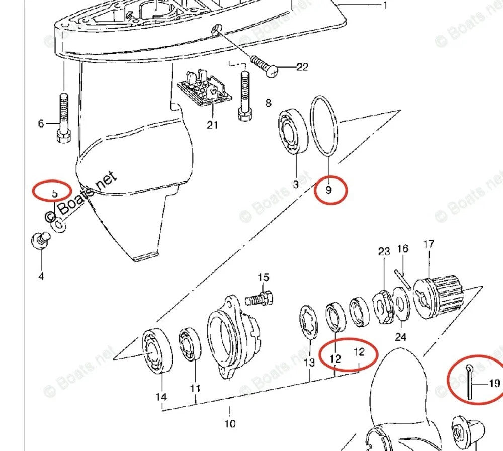 Lower Gearcase Seal Kit for Suzuki DT4/5 DF4 09282-12003 09280-49002