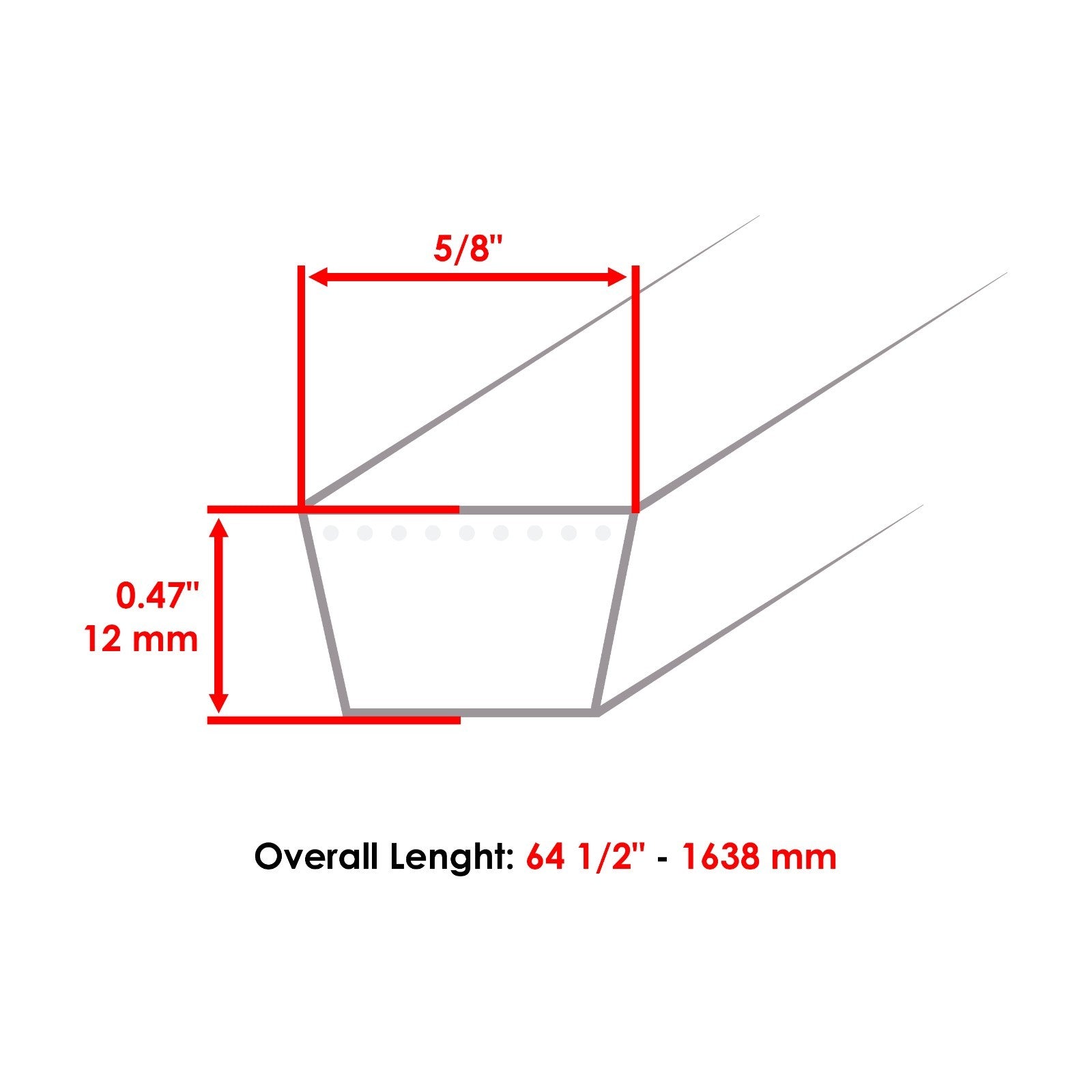 Deck V-Belt 64-1/2 Inch Replacement for MTD 954-0350 754-0350 (1965–1965)