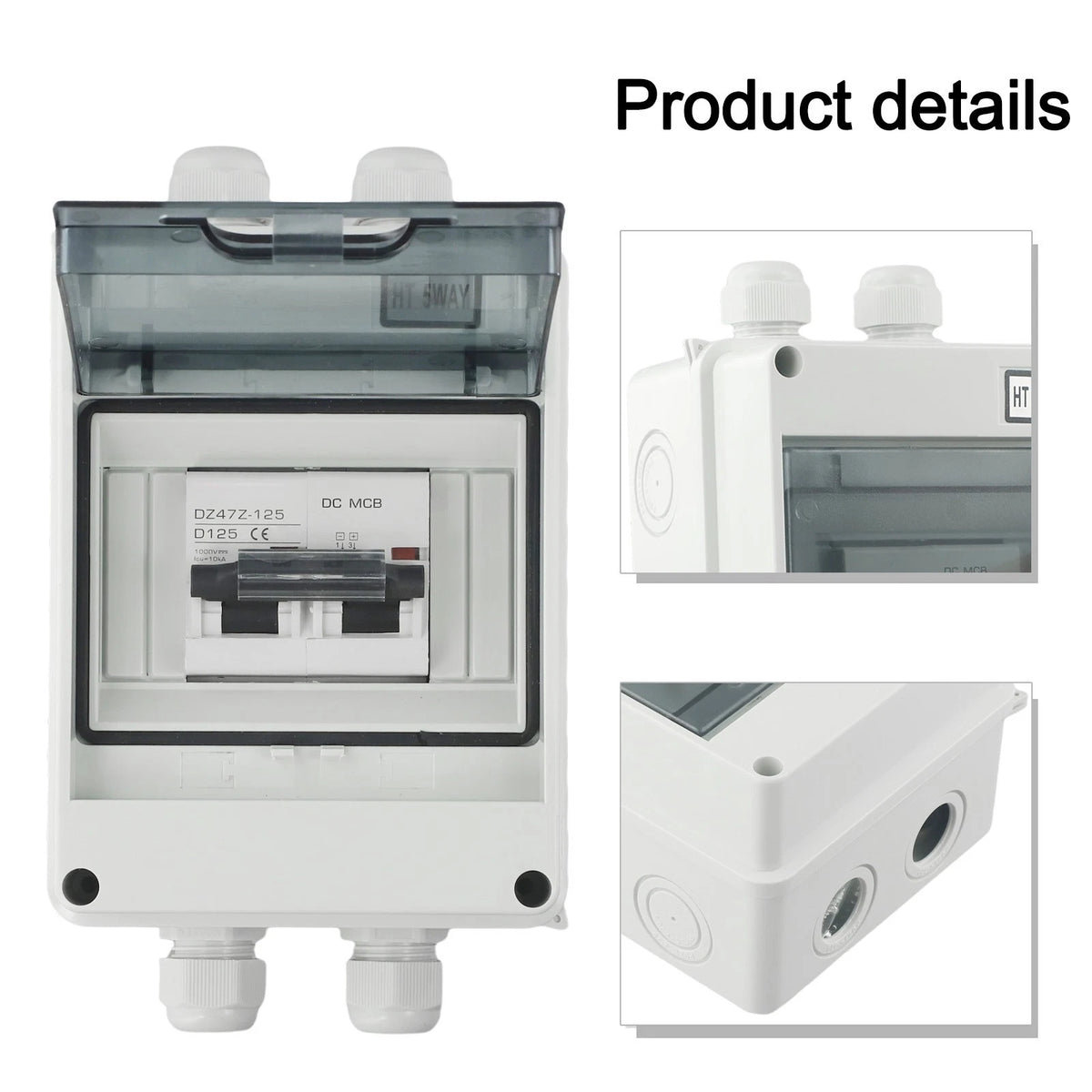2 Pole PV Disconnect Box DC1000V Circuit Breaker for Solar Panels (6A 125A)
