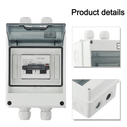 2 Pole PV Disconnect Box DC1000V Circuit Breaker for Solar Panels (6A 125A)