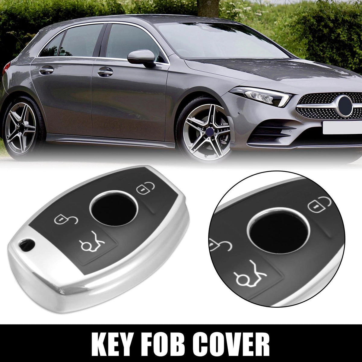 Car Key Fob Cover Remote Key Case Replacement for Mercedes Benz C E S (2008–2016)