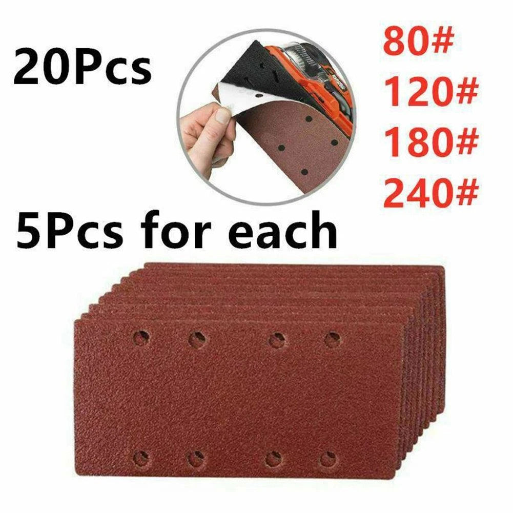 20Pcs Sandpaper Sheets for Hook & Loop Sanding (Mixed Grits)