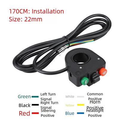 EBike Handlebar Switch Kit for 12V 48V (Horn, Light, Turn Signal)