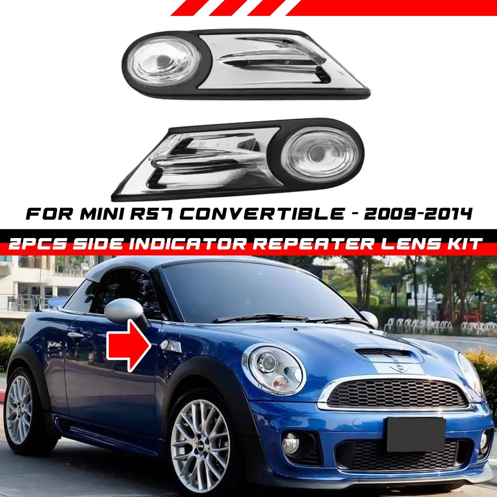 2X Side Indicator Repeater Lens Kit for Mini Cooper R56/R57 (2007–2014)