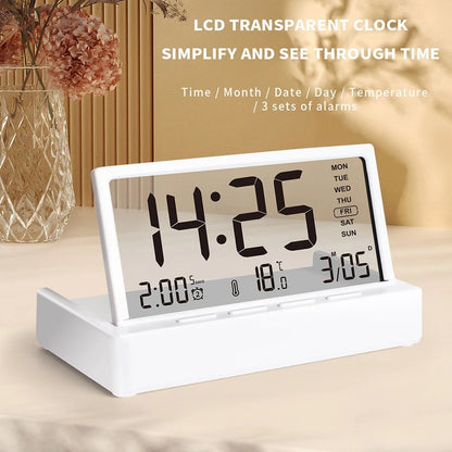 LCD Alarm Clock with Date & Temperature Display (25x16x5 cm)