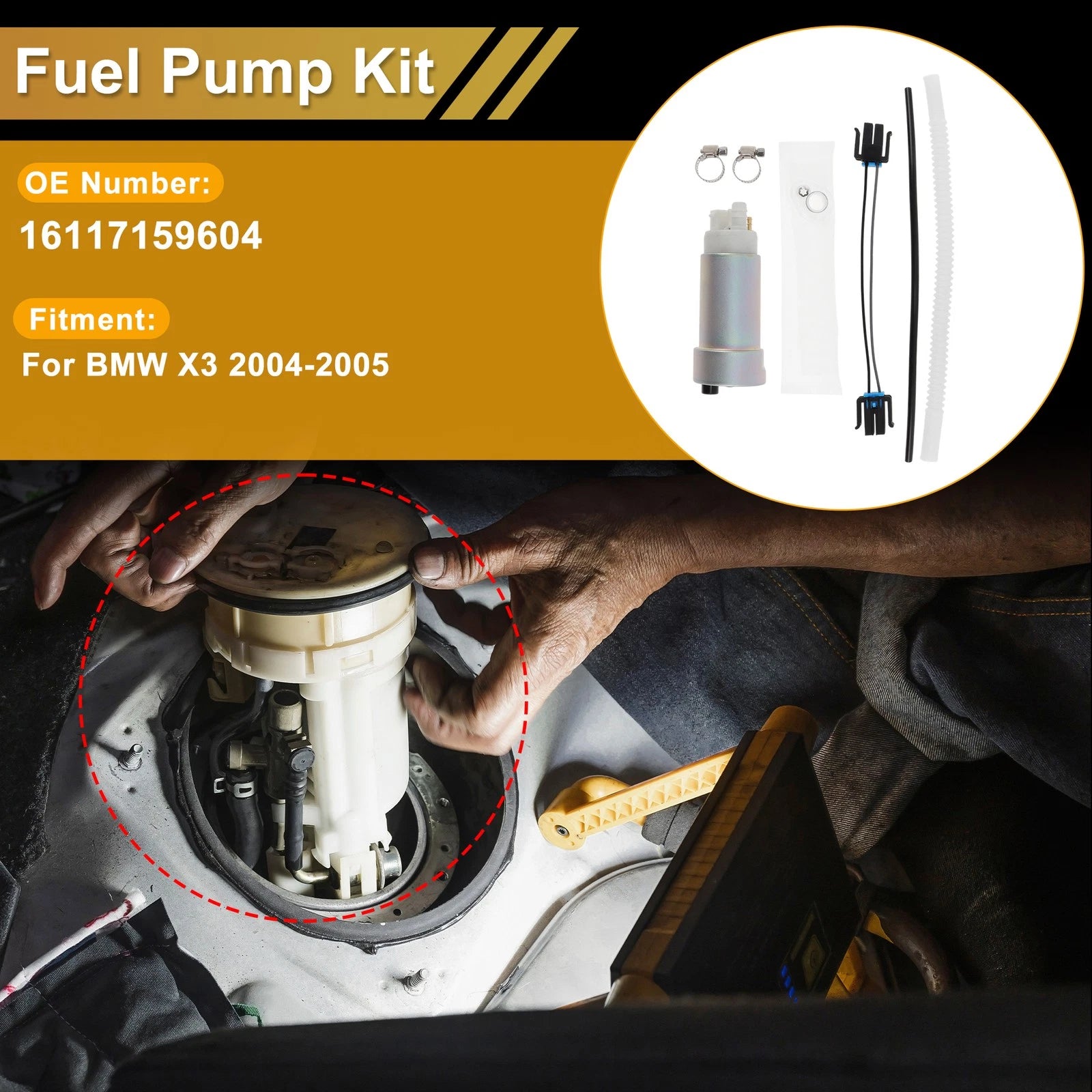 Fuel Pump Assembly Metal Electric Replacement for BMW X3 (2004–2005)