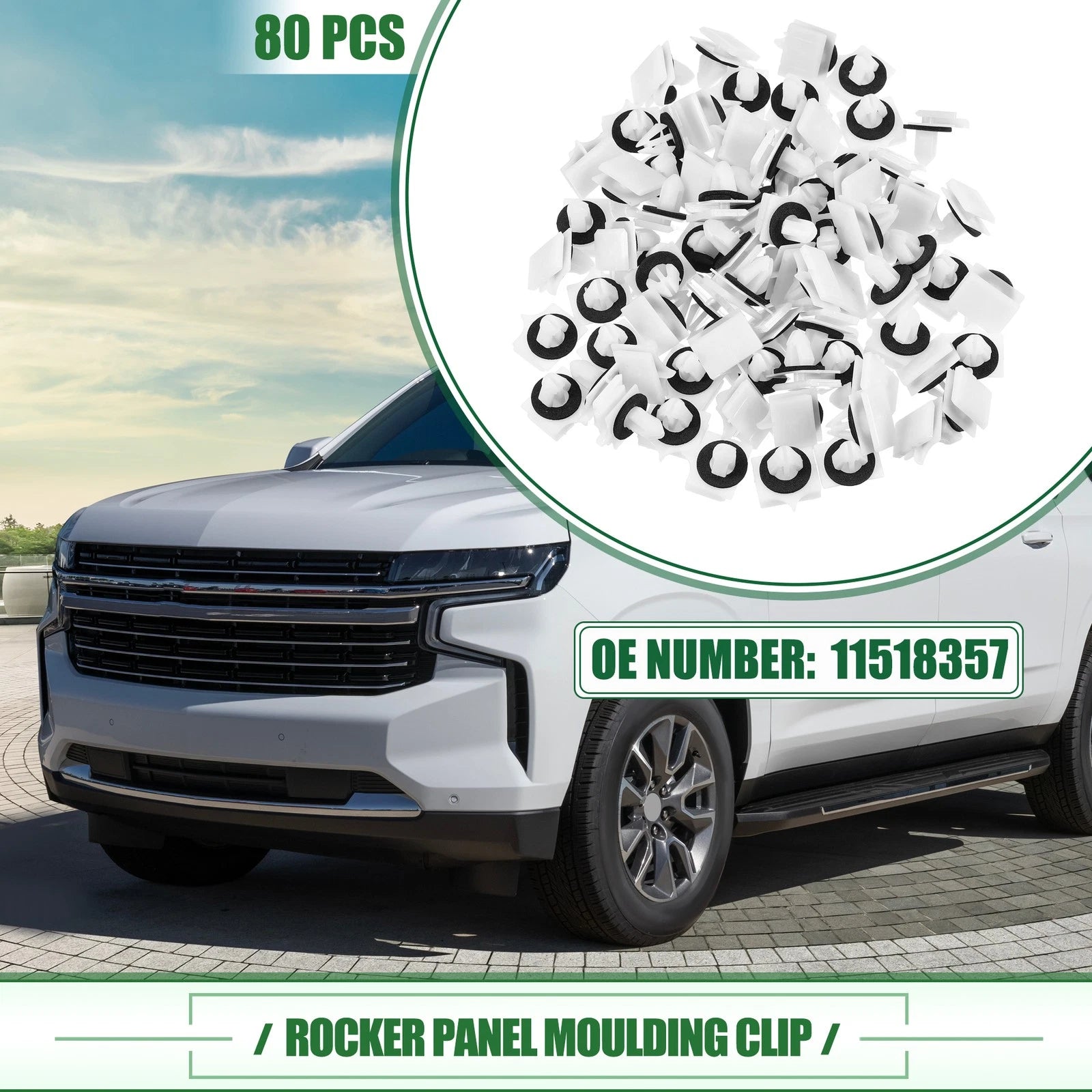 Rocker Panel Clips Front Rear 80 Pcs for Chevrolet Avalanche 2007–2013