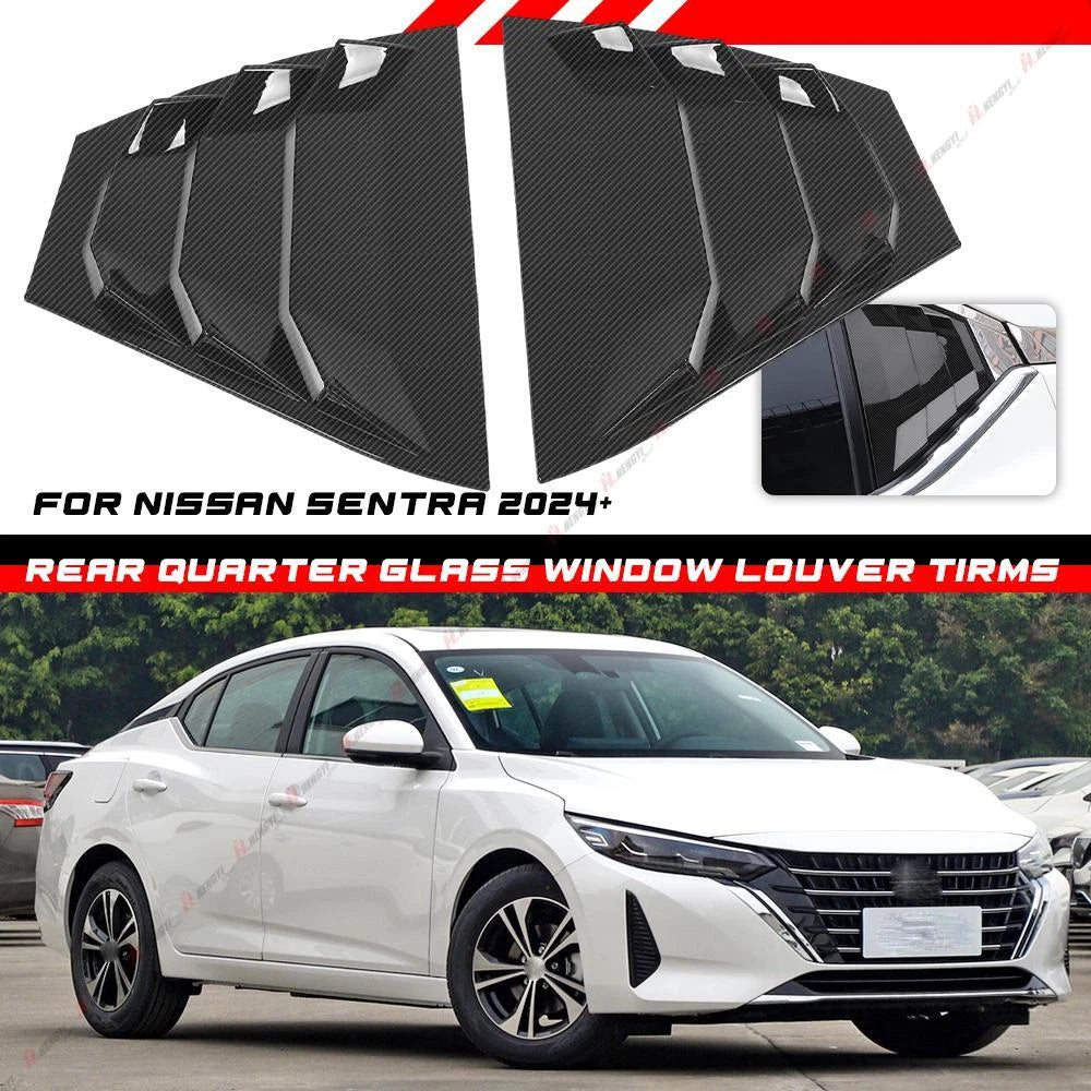 Carbon Fiber Look Rear Window Louver Cover for Nissan Sentra (2019–2025)