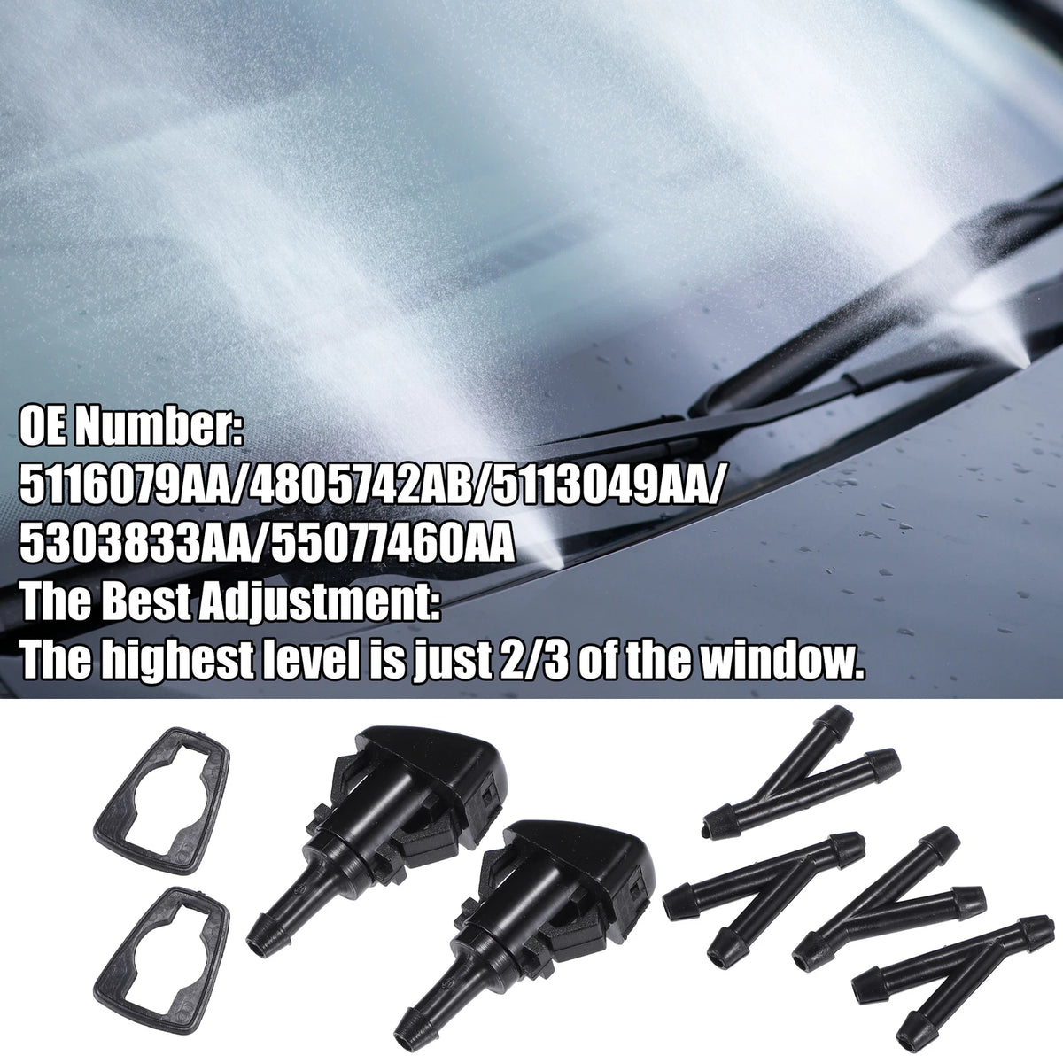 Set of 2 Windshield Washer Nozzles No. 5116079AA for Chrysler 200 (2011)