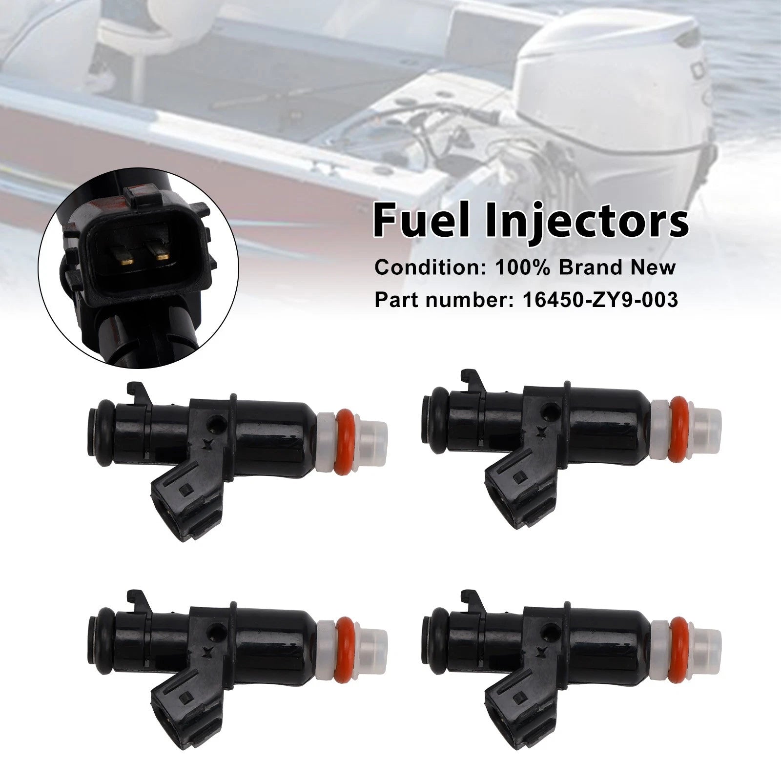 Set of 4 Fuel Injectors for Honda BF90D BF75 (2001–2023) 16450-ZY9-003