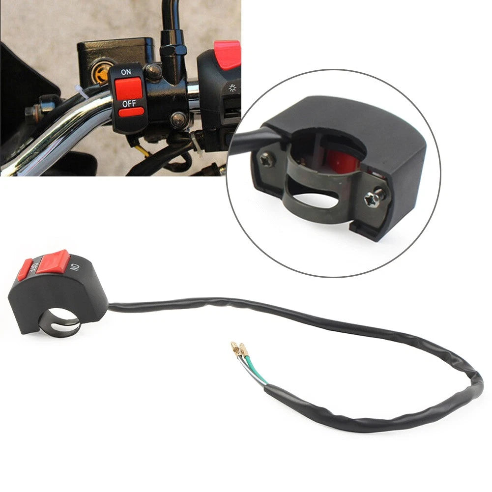 7/8" Motorcycle Handlebar Kill On-Off Latching Switch 12V Scooter ATV Dirt Bike