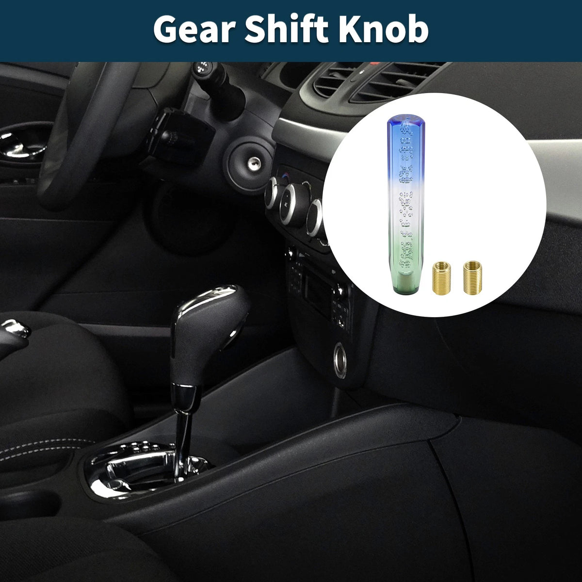 Shift Knob Set of 1 for Universal Vehicles (25cm, Acrylic Blue White)