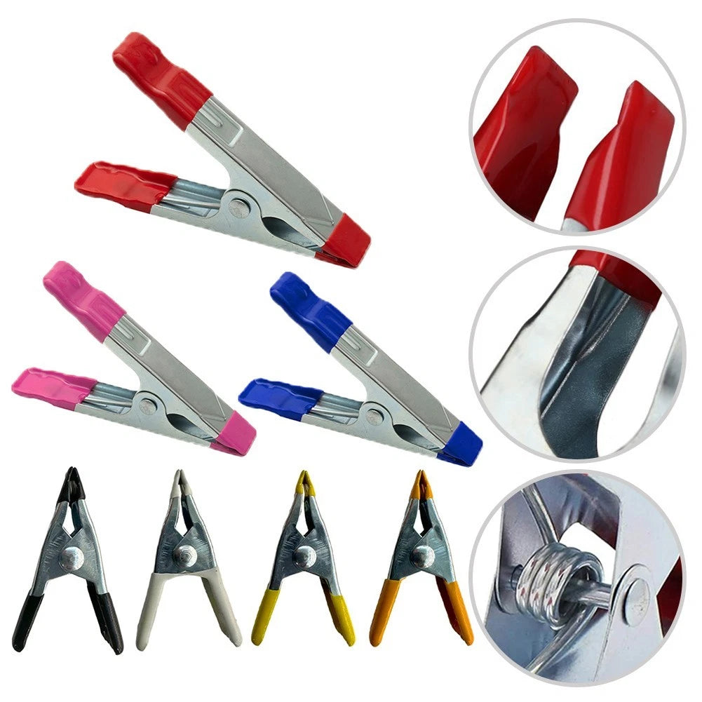 Set of 4 Metal Spring Clamps with Rubber Pads for Lights