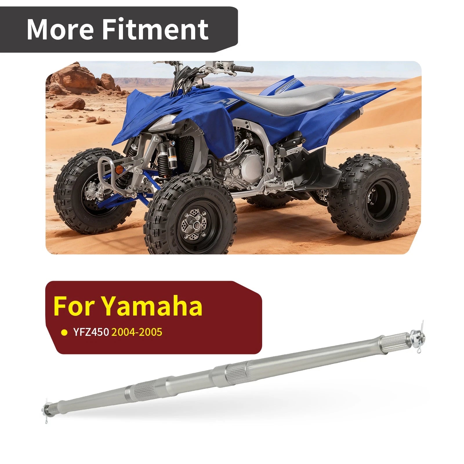 Rear Axle Shaft & Nut & Pin for Yamaha YFZ450 (2004–2005) Replaces 5TG-25381-00-00