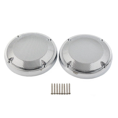 2X Chrome Saddlebag Lid Speaker Grill Covers for Harley Touring (1983–2020)