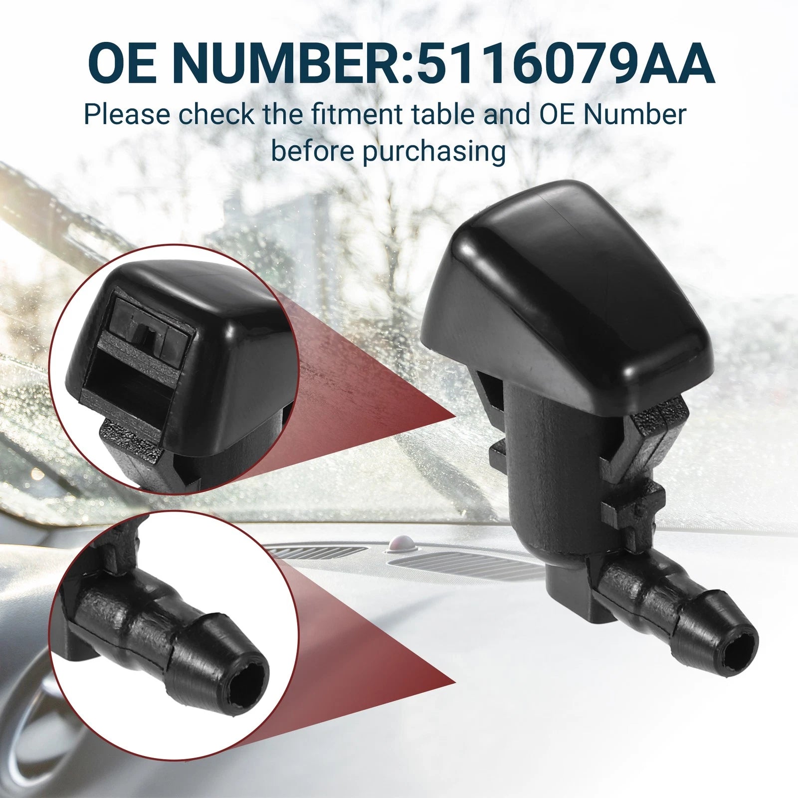 Windshield Washer Nozzle with Hose and Connectors for Chrysler 300 (2011–2019)