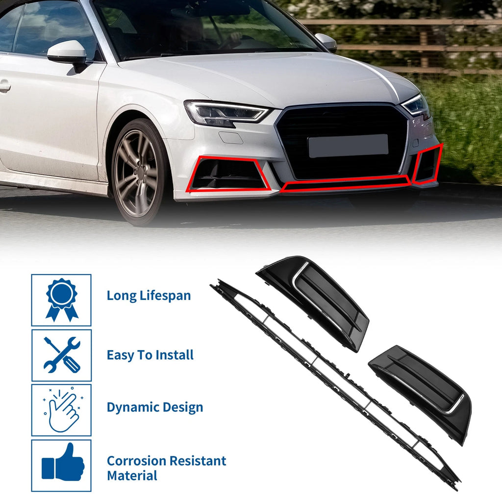 Front Lower Bumper Grille Grill Replacement for Audi A3 (2017–2020)