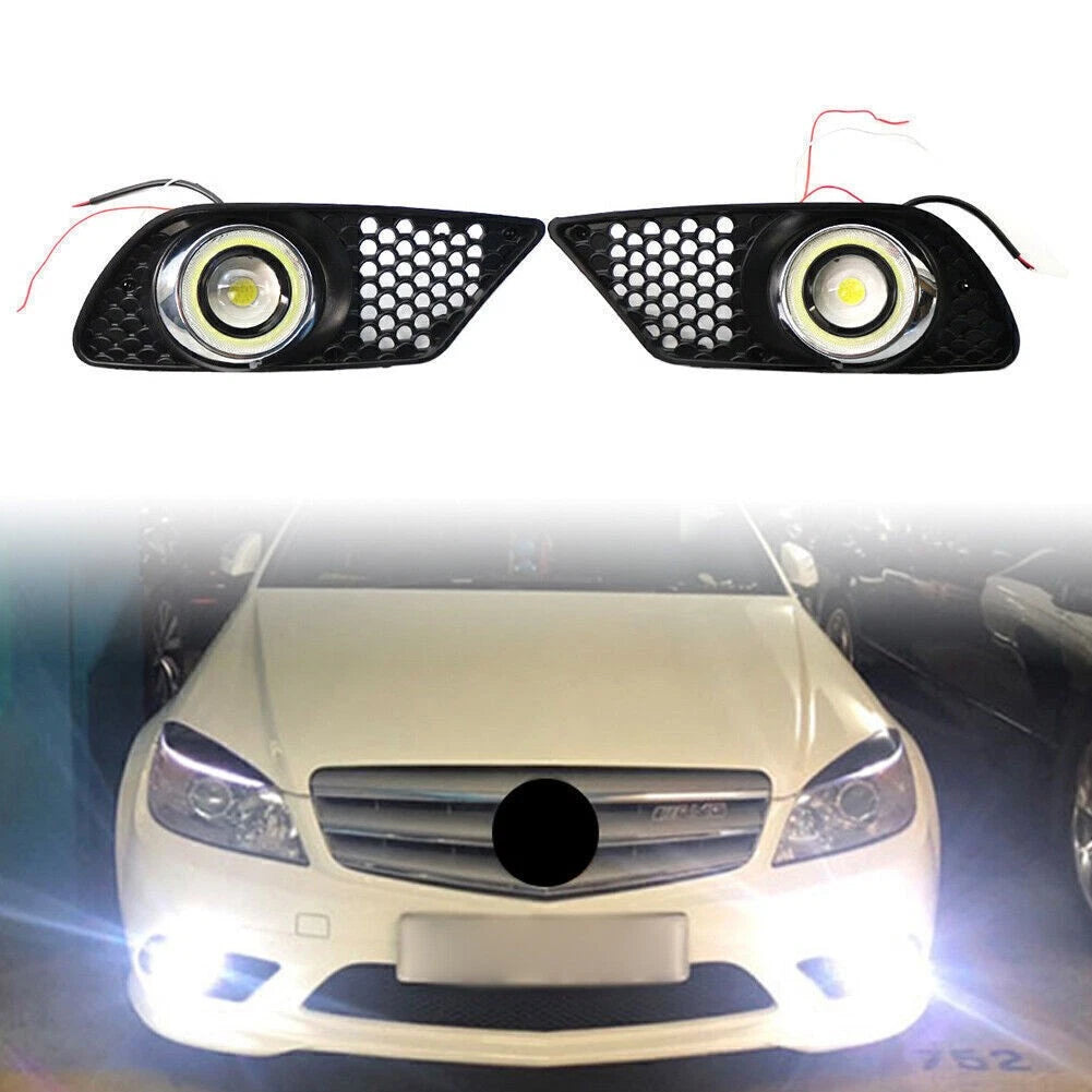 Front Bumper Fog Light Grill w/ light For Mercedes-Benz C CLASS W204 2008-2010