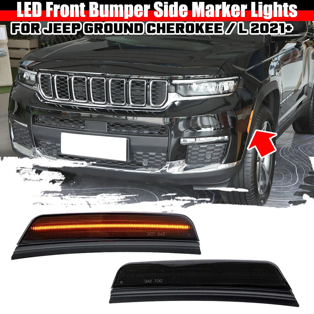 Amber LED Smoke Lens Front Side Marker Light for Jeep Grand Cherokee (2021–2025)