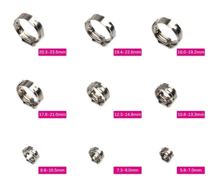 10x Stainless Steel Hose Clamps for Fuel Water Air Pipe