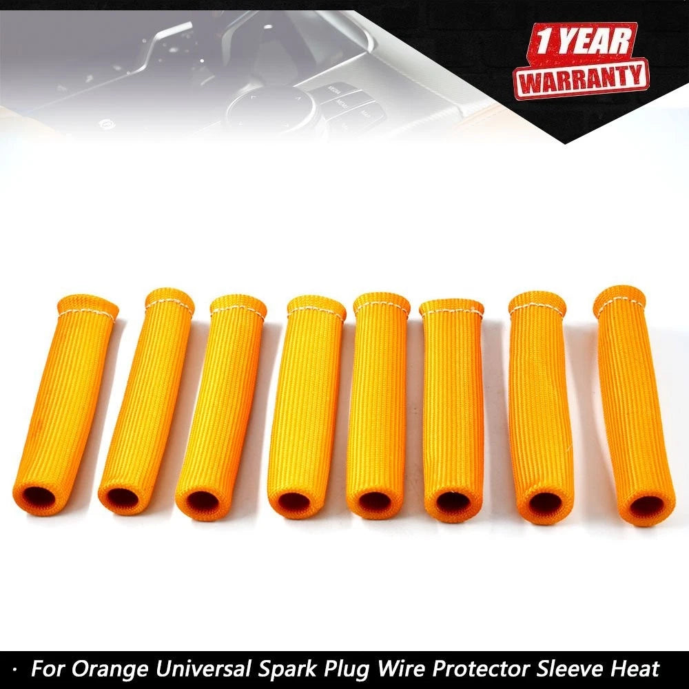 Universal Plug Wire Protector Sleeve Heat Shield Cover - Orange