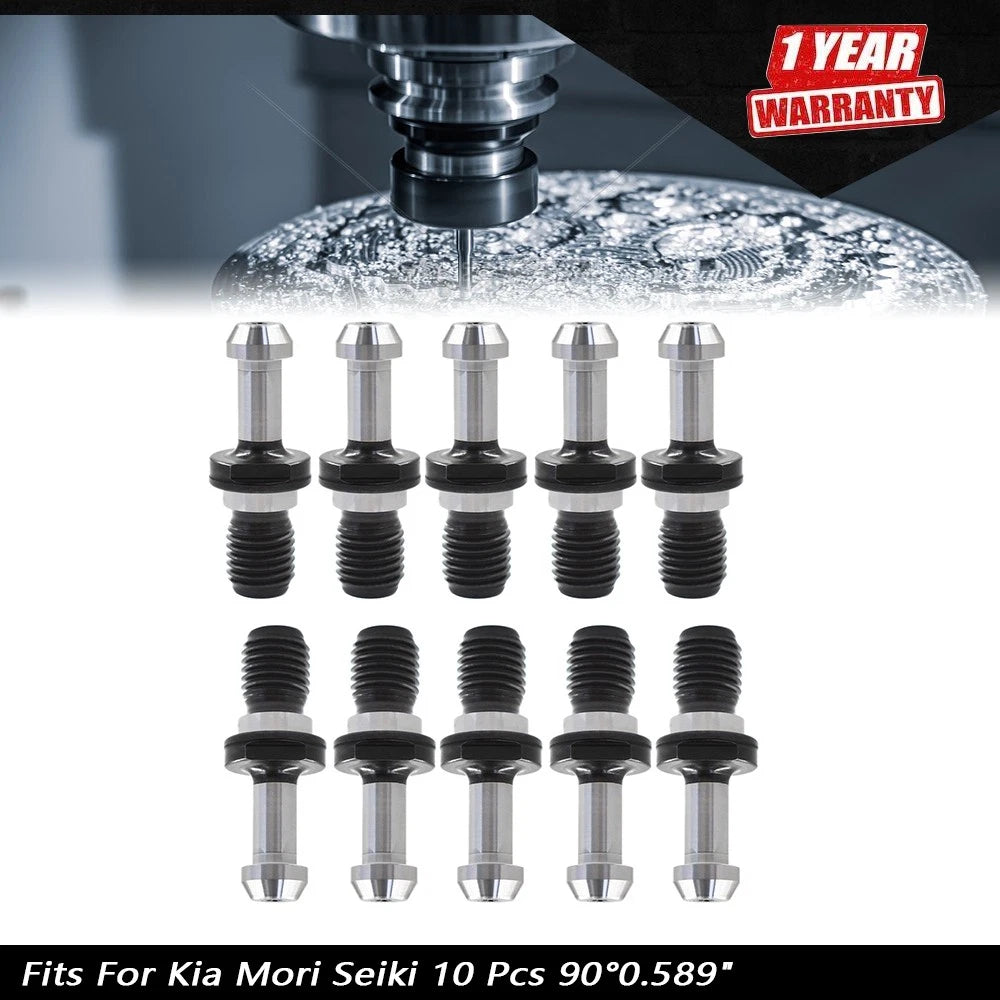 10pcs Pull Stud Retention Knob for Kia Mori Seiki (BT40, 90°, 0.589")