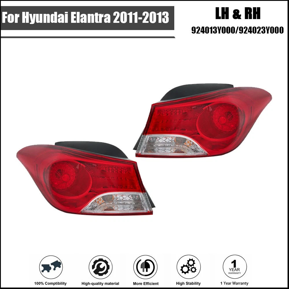 Set of 2 Halogen Tail Lights for Hyundai Elantra (2011–2013) Outer Black