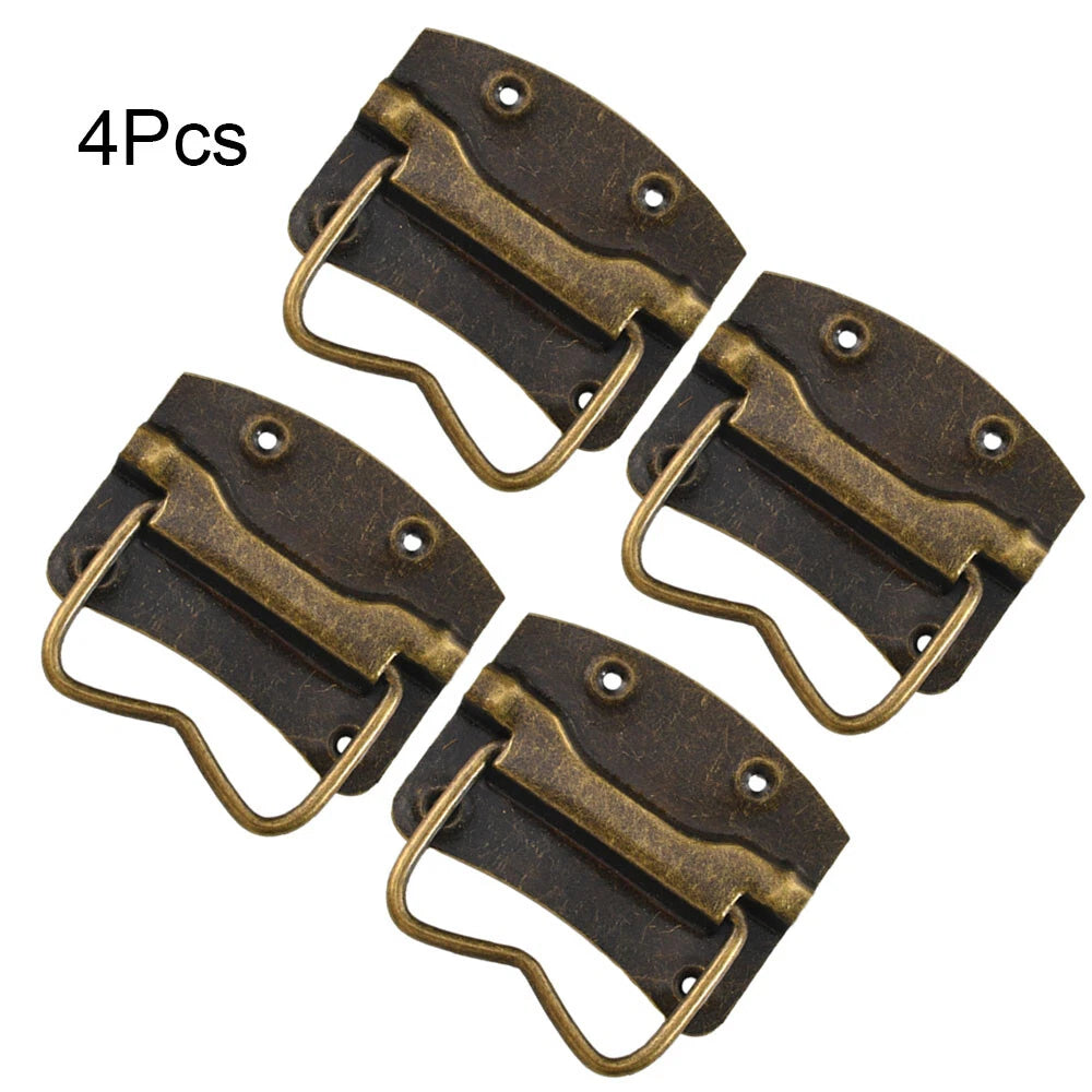 4Pcs Vintage Furniture Pull Handle Suitcase Toolbox Jewelry Box Knob Hardware