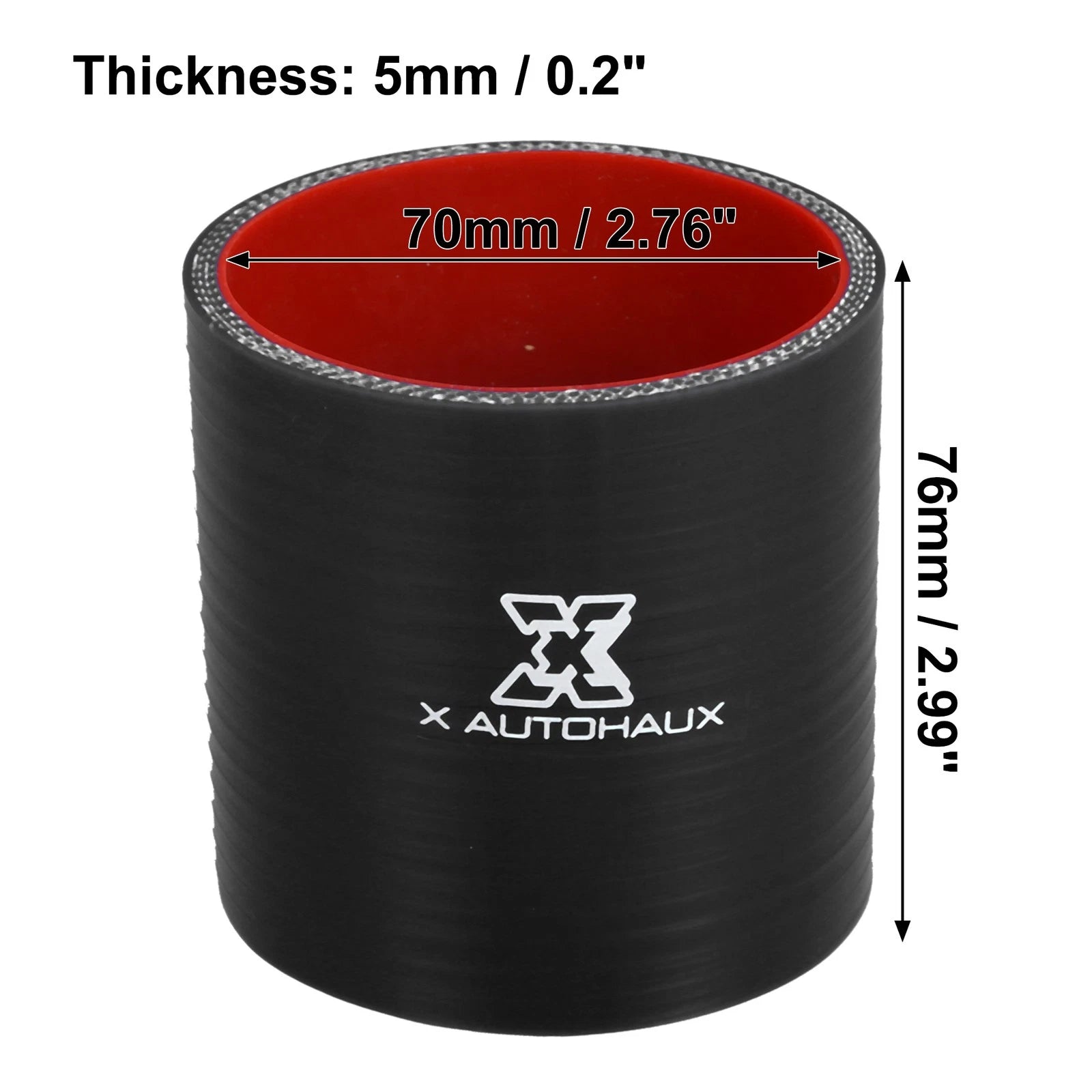 2.76" ID Straight Silicone Reducer Hose for Car Intercooler (Universal)