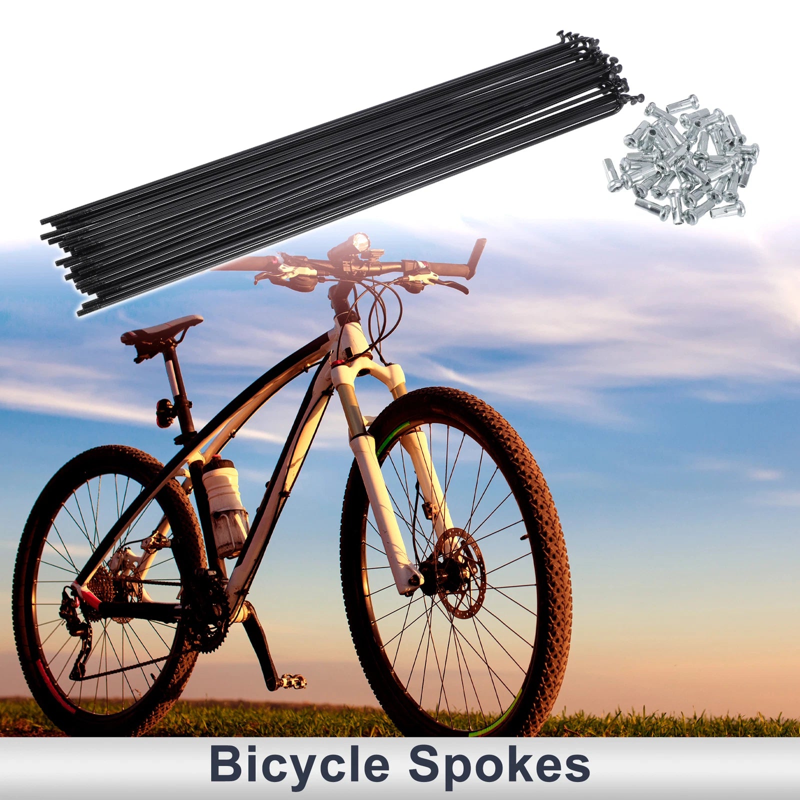 Bicycle Spokes Nipples Replacement 45 Steel 263mm for Universal (—)