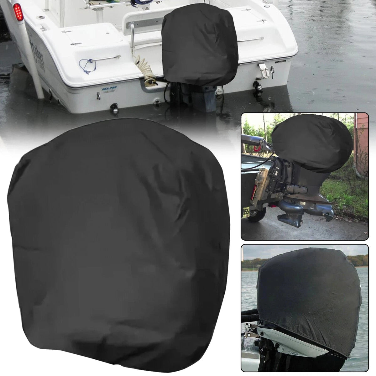 Outboard Engine Cover for 30-60 HP Boat Motor (Black, Waterproof, High Density)