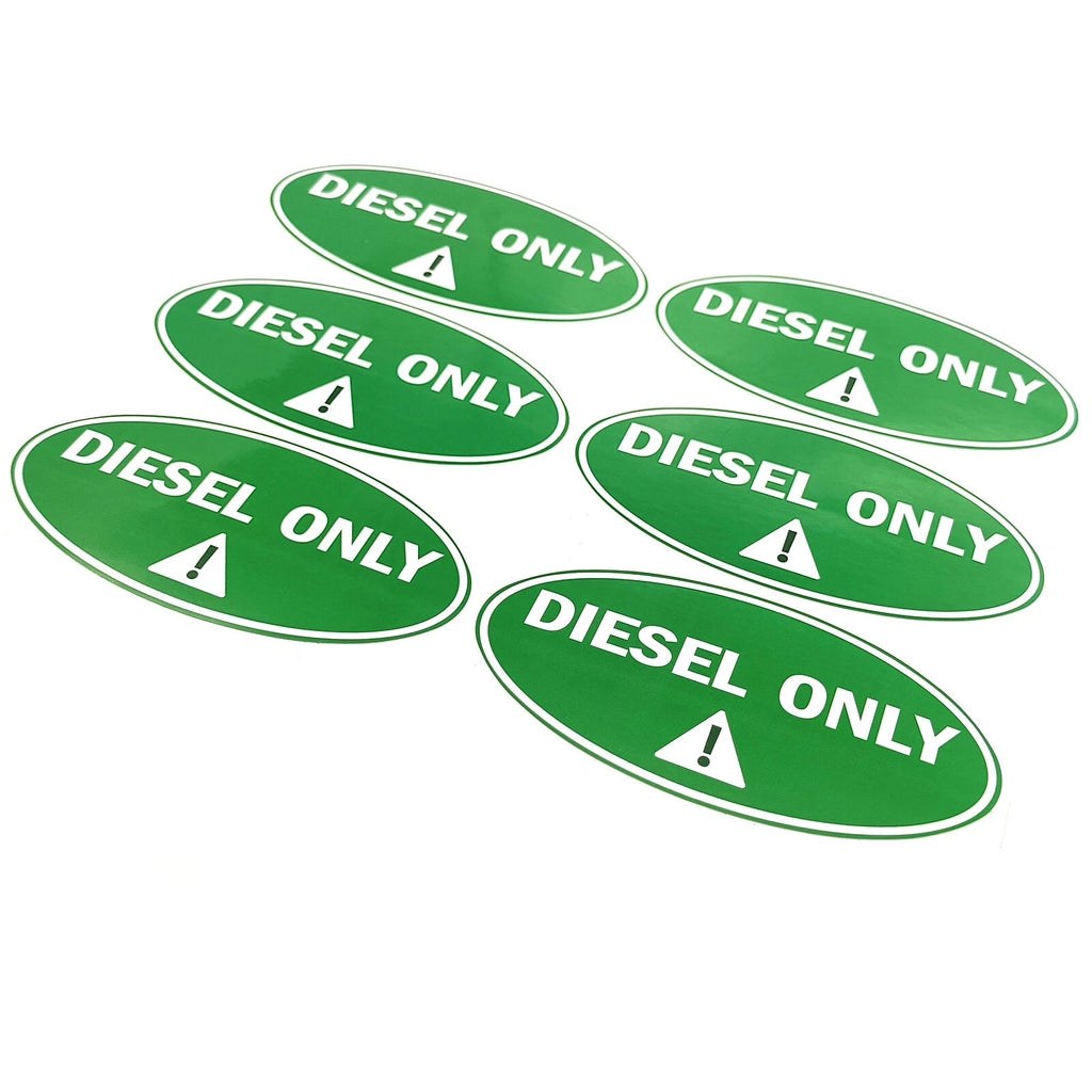6X Diesel Only Stickers 2'' X 4'' Round