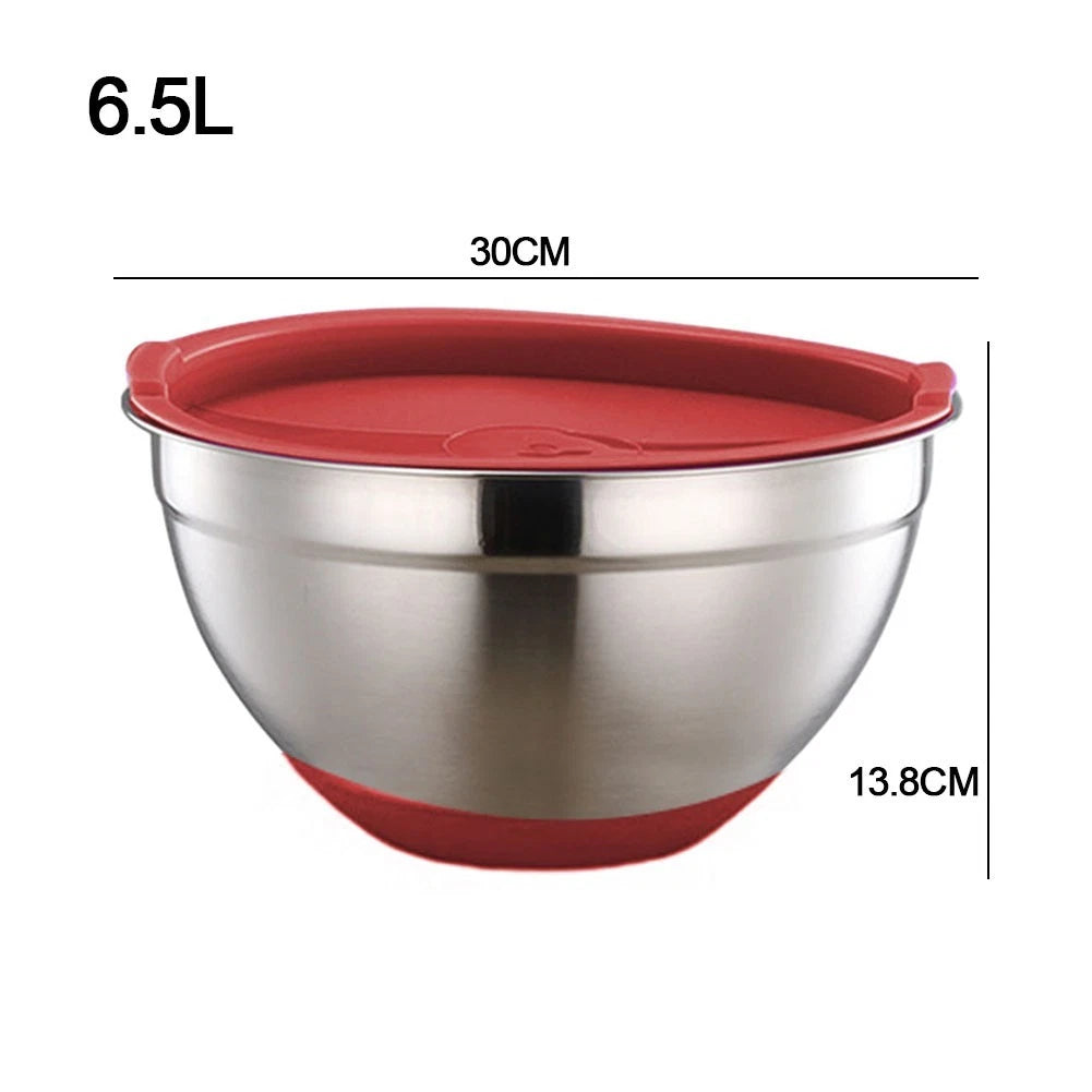 Stainless Steel Salad Serving Bowl with Secure Base