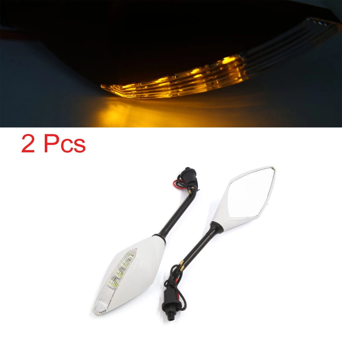 Integrated LED Turn Signal Side Mirrors 10mm Pair for Universal Motorcycle