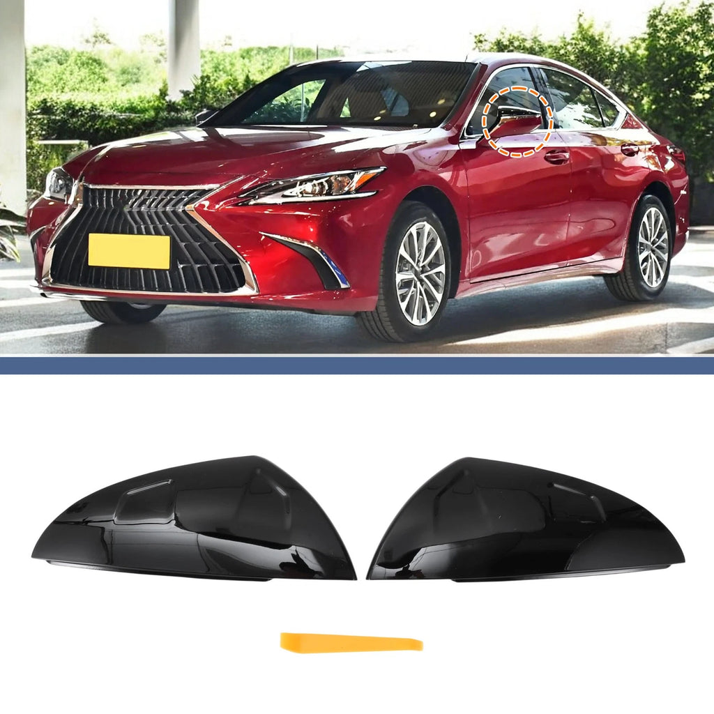 Left Right Mirror Cover Cap Replacement Gloss Black for Lexus ES (2018-2023)