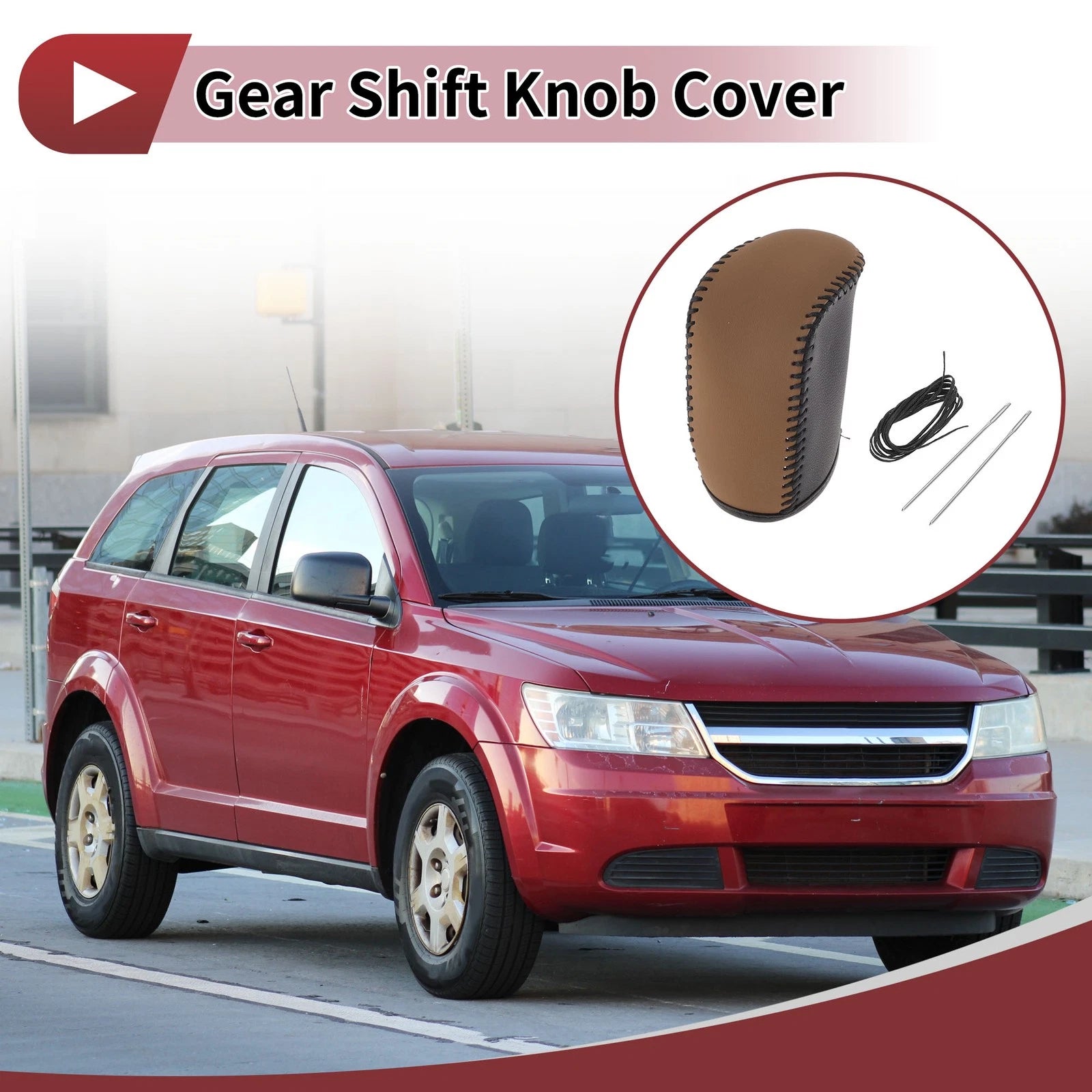 Gear Shift Knob Cover Replacement for Dodge Journey (2011–2020) Brown Black