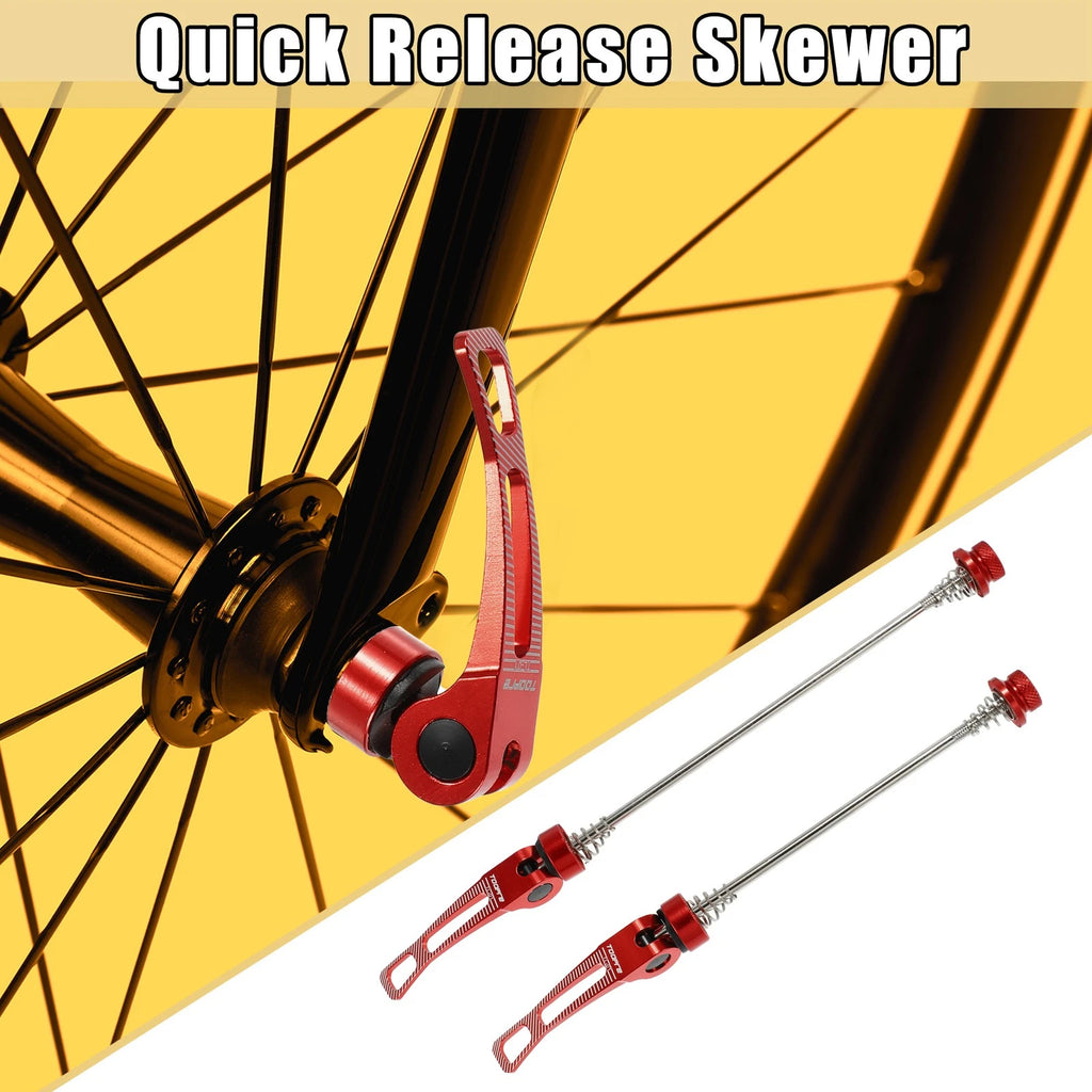 Quick Release Skewers Pair Front Rear for Bicycle Bike M5x0.8 (Red)