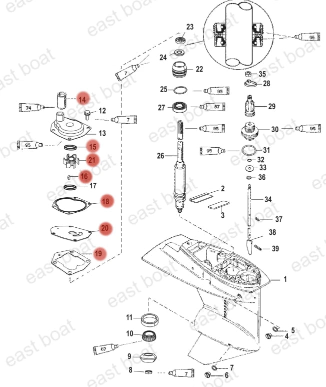 Water Pump Repair Kit for Mercury Mariner 25-50HP Outboard (821354A04, 18-4531)