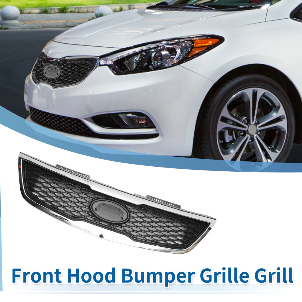 Front Upper Bumper Grille for Kia Forte (2010–2013) Black Chrome