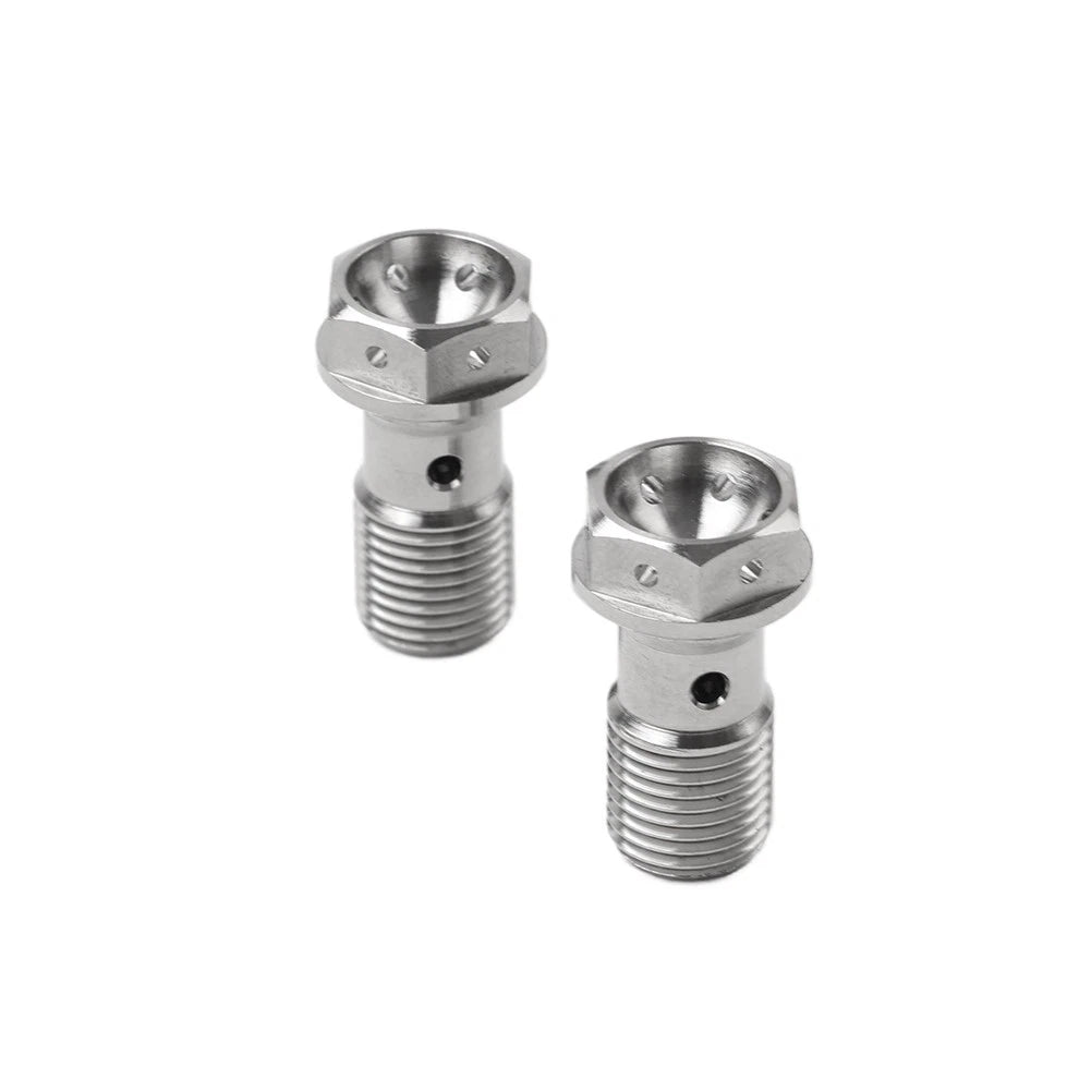 2pcs Banjo Bolt M10 1.0mm Titanium Screws Motorcycle Brake Dual Line