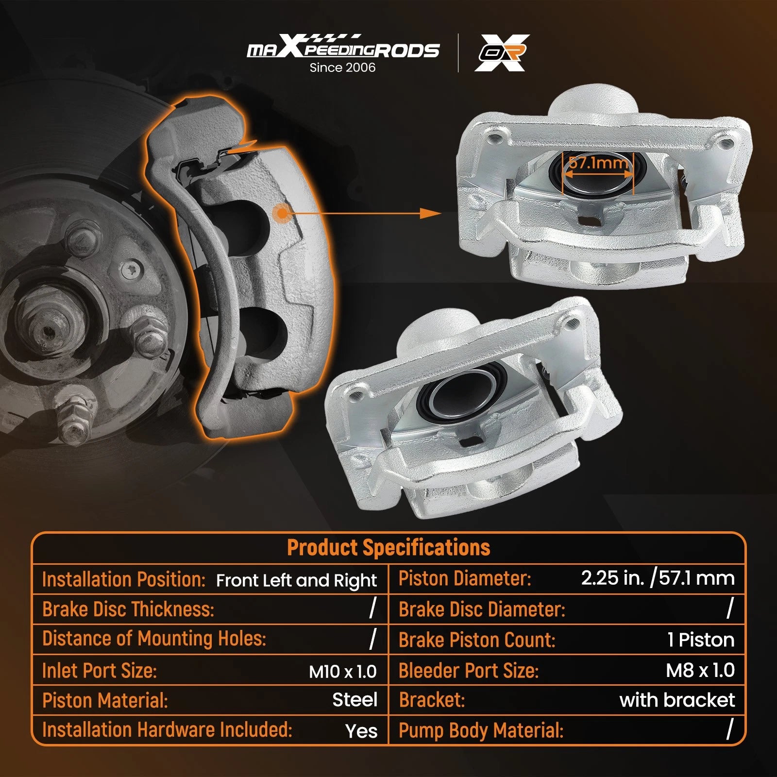 Front Left Right Brake Calipers w/ Bracket Assembly for Lincoln MKZ (2007–2012)