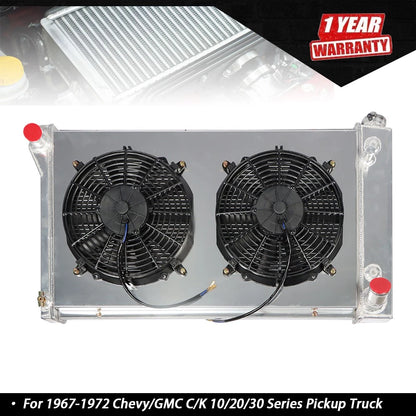 3 Row Radiator with Shroud Fan for Chevy/GMC C/K 10/20/30 (1967–1972)