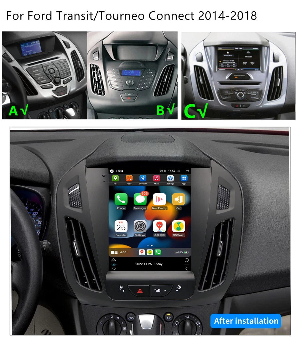 9.7'' Vertical Android 14 Carplay Stereo for Ford Tourneo