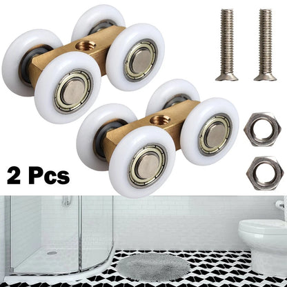 4X Bathroom Roller Door Hardware Four-wheel Hanging Glass Pulley