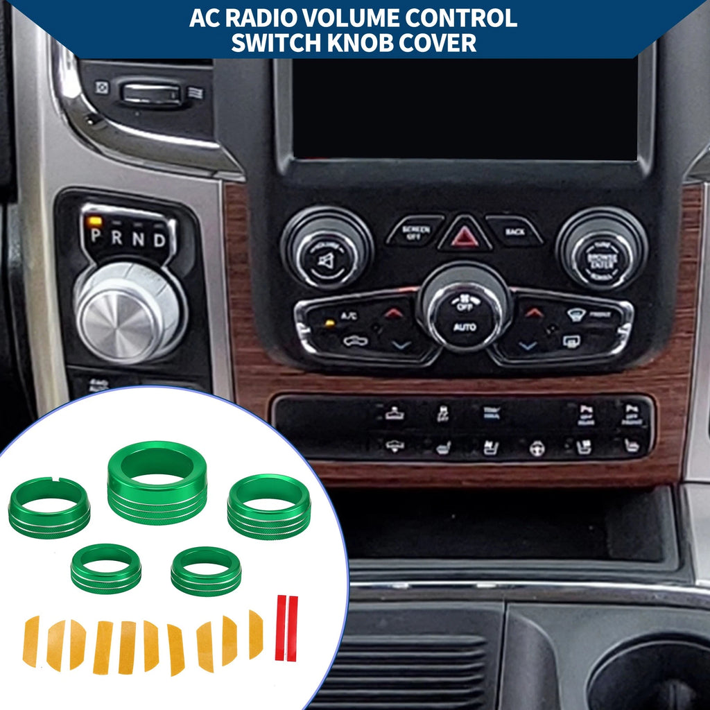 Gear Shift and Headlight Media Knob Cover for Dodge Ram 2013–2017 (Green)