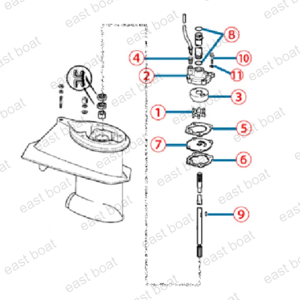 Water Pump Repair Kit 395270 for OMC Johnson/Evinrude (14-55 HP)