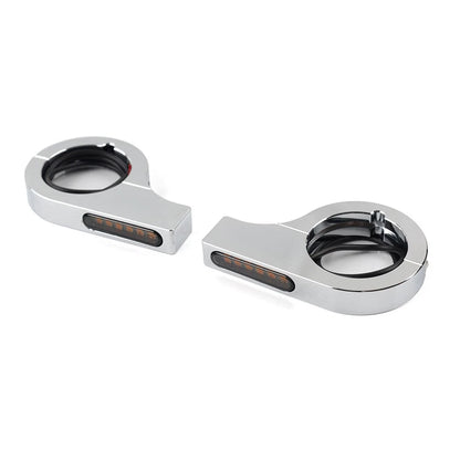Chrome LED Fork Indicator Turn Signal Light for Harley Yamaha