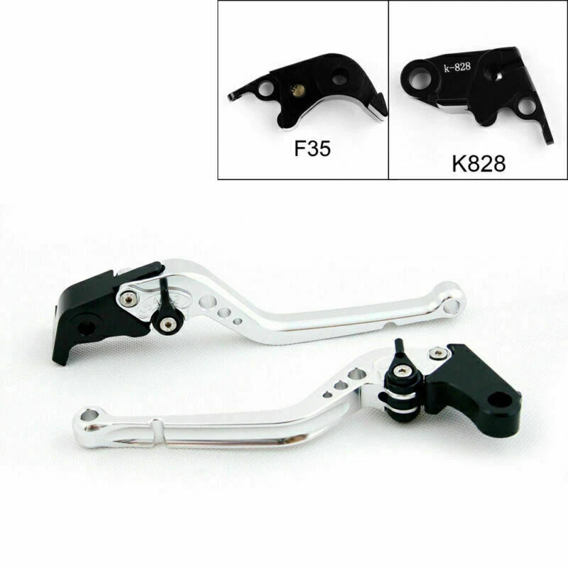 Long Brake Clutch Levers for Kawasaki ZX636R ZX6RR (2005–2006) Silver T9