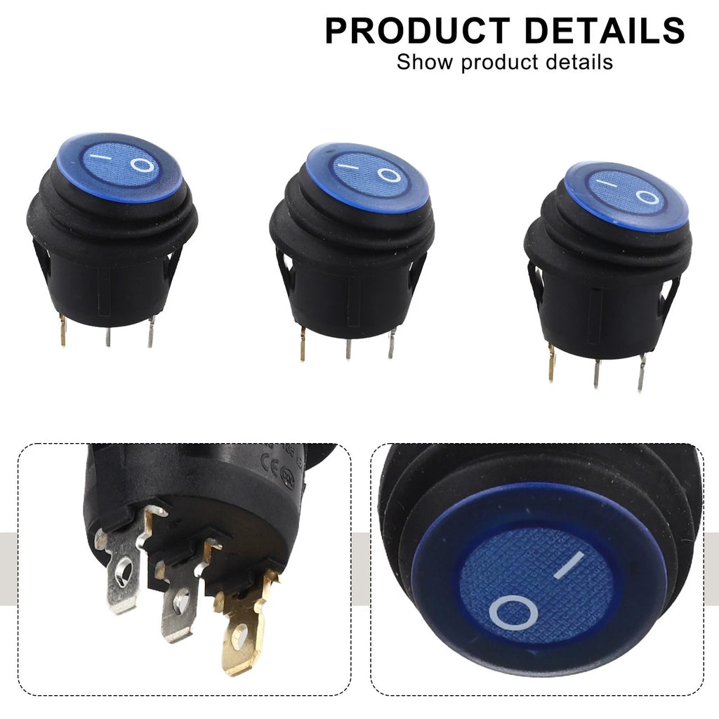 3 Pcs LED Rocker Switch SPST for 12V DC (20A)